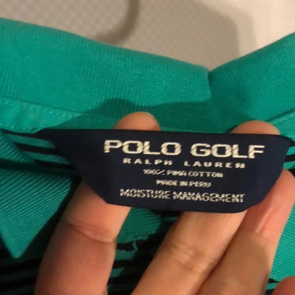 Ralph Lauren xl black teal 💯 cotton golf stripe